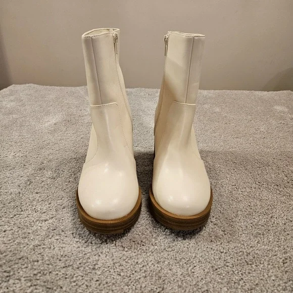 Women's White Platform Ankle Boots - Size 6.5 - 70s Retro Block Heel - Target - Picture 6 of 9